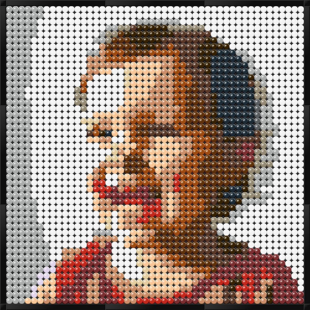 Mosaico LEGO di ritratto di bambino, 38.4×38.4 cm