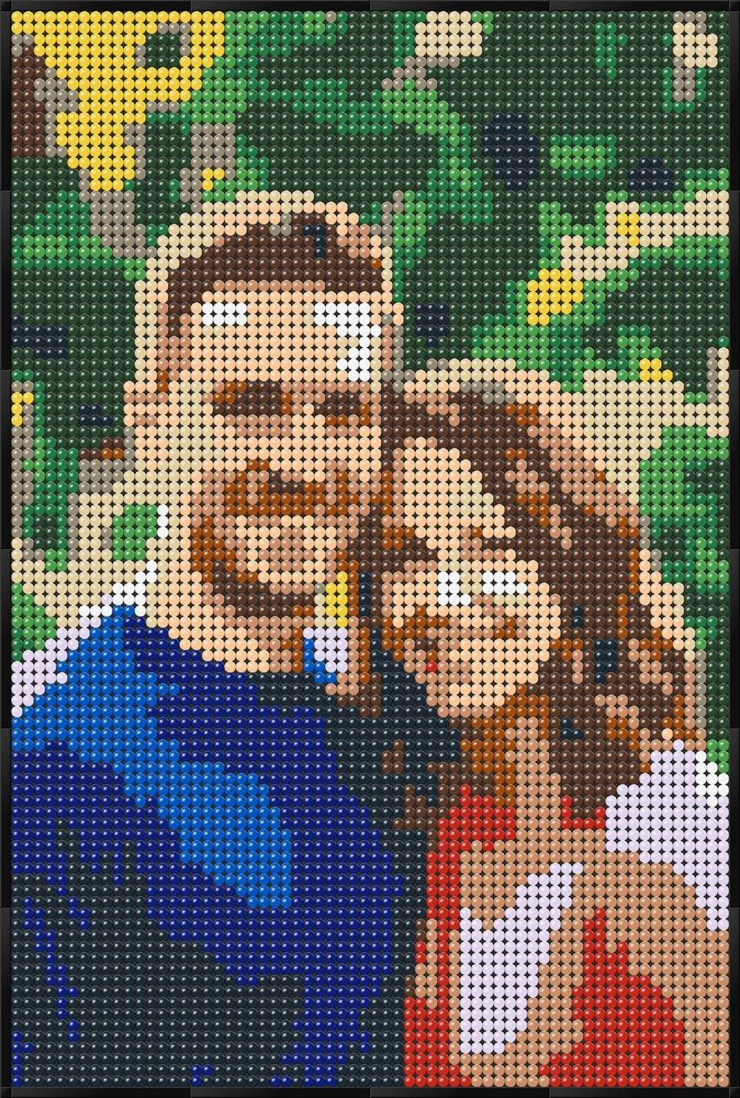 Mosaico LEGO di ritratto di coppia, 51.2×76.8 cm