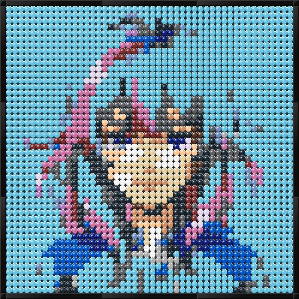 Mosaico LEGO di personaggio animato iconico, 38.4×38.4 cm